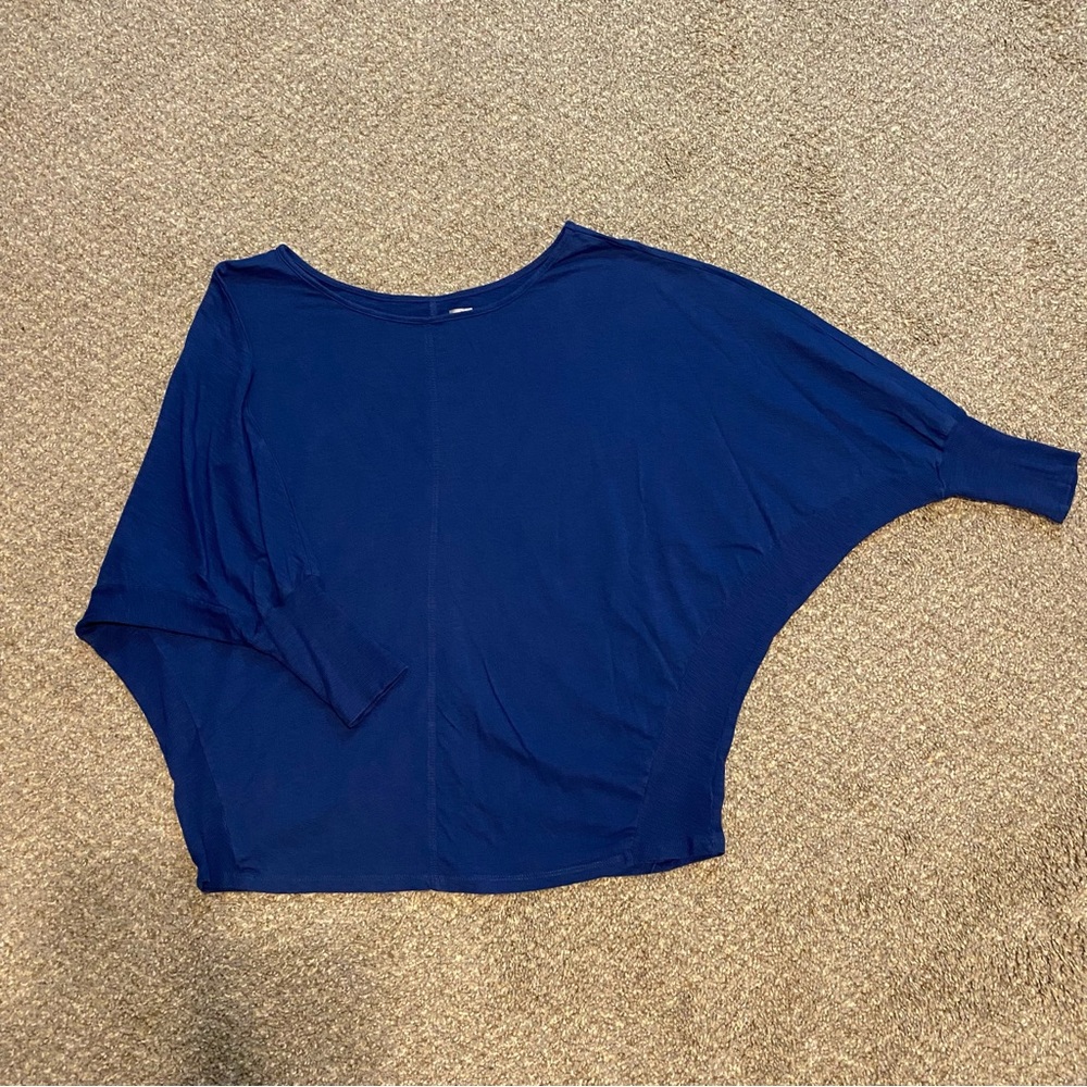 JC Penny Womens Large Blue Cotton Shirt Batwing Top